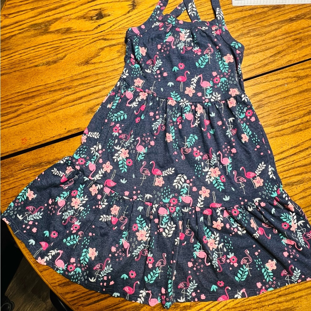 Jumping Beans Navy Flamingo and Floral Dress